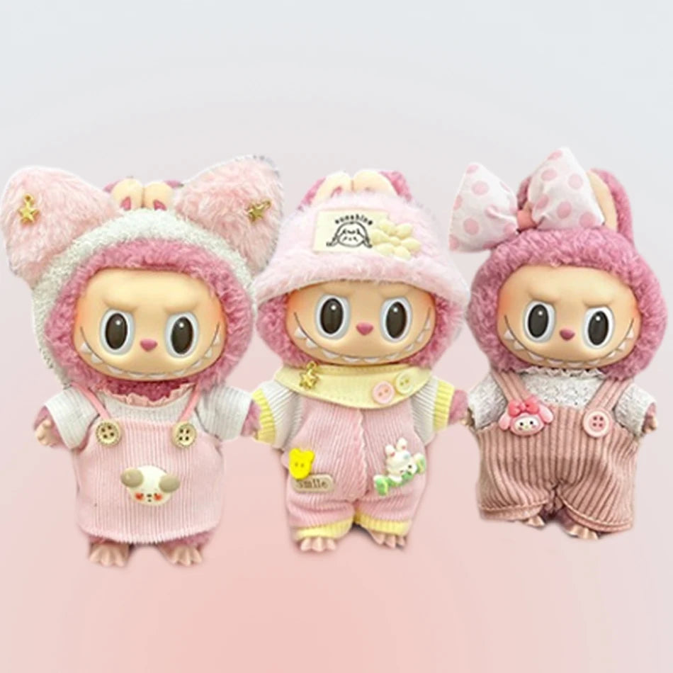 Labubu Clothes Fashion Overalls Labubu Idol V1 V2 Dolls Clothing Accessories 15/17cm Plush Doll Universal Toy Gifts Hot In Stock
