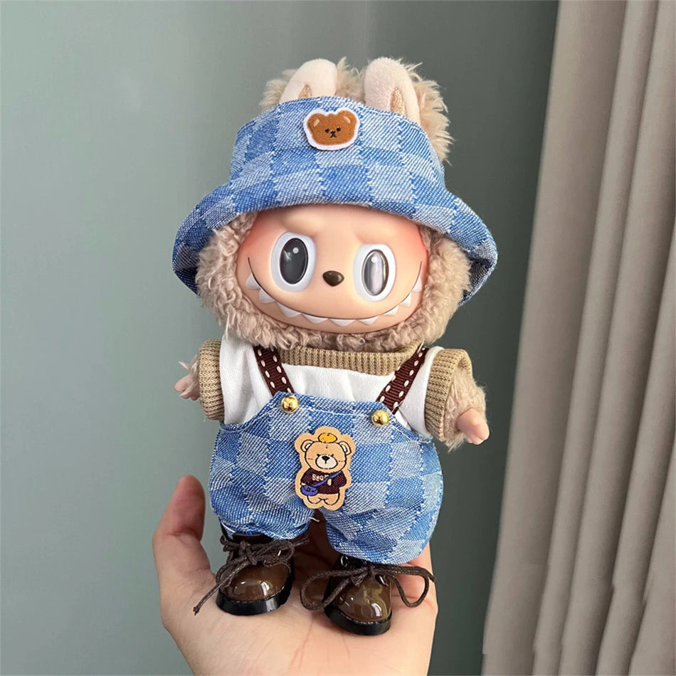 Labubu Clothes Fashion Overalls Labubu Idol V1 V2 Dolls Clothing Accessories 15/17cm Plush Doll Universal Toy Gifts Hot In Stock
