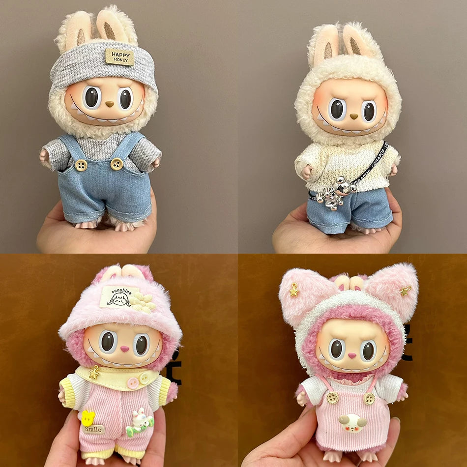 Labubu Clothes Fashion Overalls Labubu Idol V1 V2 Dolls Clothing Accessories 15/17cm Plush Doll Universal Toy Gifts Hot In Stock