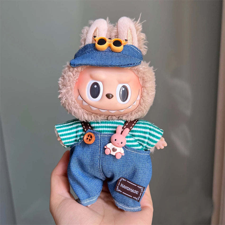 Labubu Clothes Fashion Overalls Labubu Idol V1 V2 Dolls Clothing Accessories 15/17cm Plush Doll Universal Toy Gifts Hot In Stock