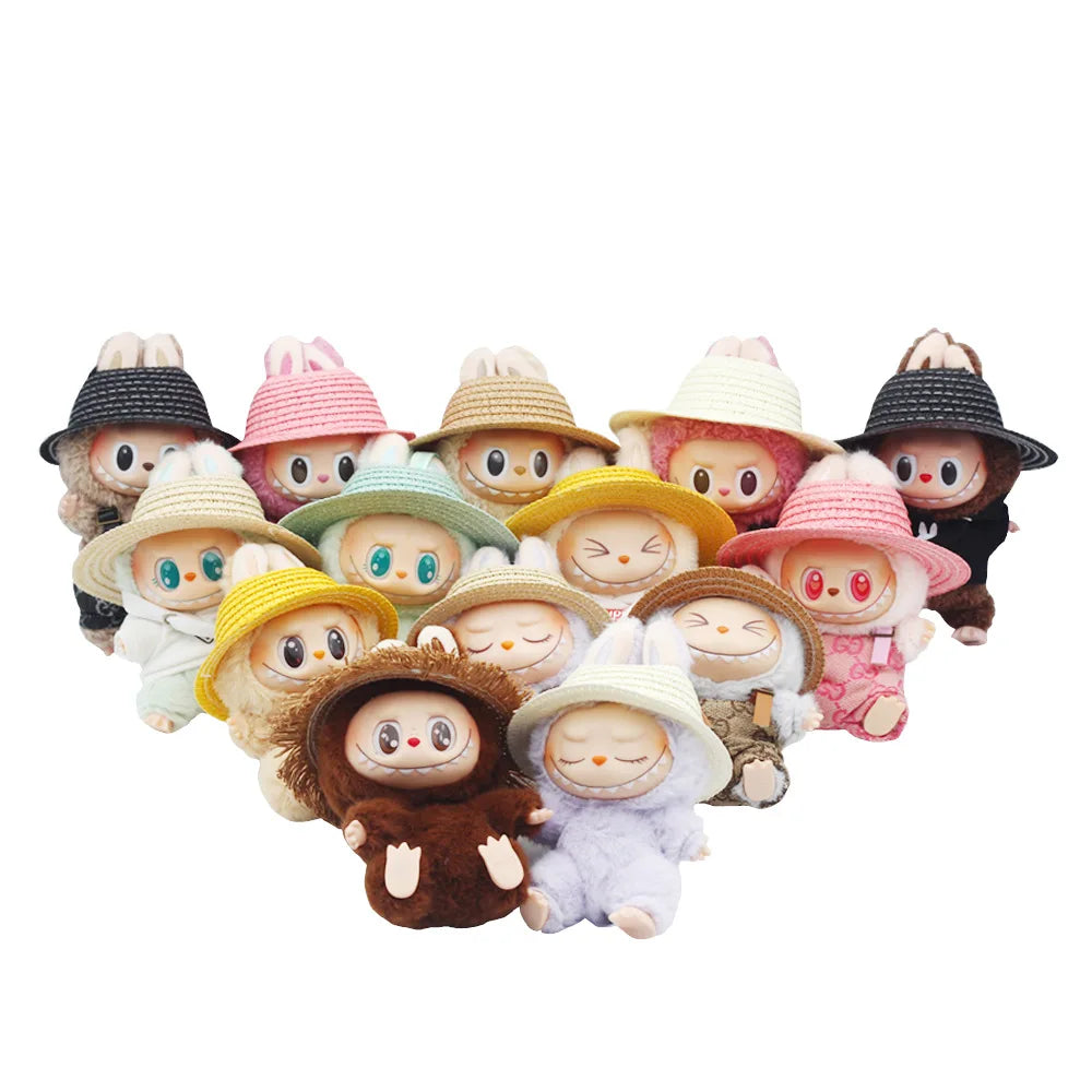 Labubu Hat Open Top Straw Hat Woven Hat Labubu Party Clothing Accessories Countryside Style Labubu Outfit for Sitting Party