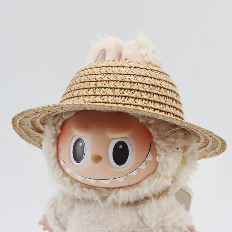 Labubu Hat Open Top Straw Hat Woven Hat Labubu Party Clothing Accessories Countryside Style Labubu Outfit for Sitting Party