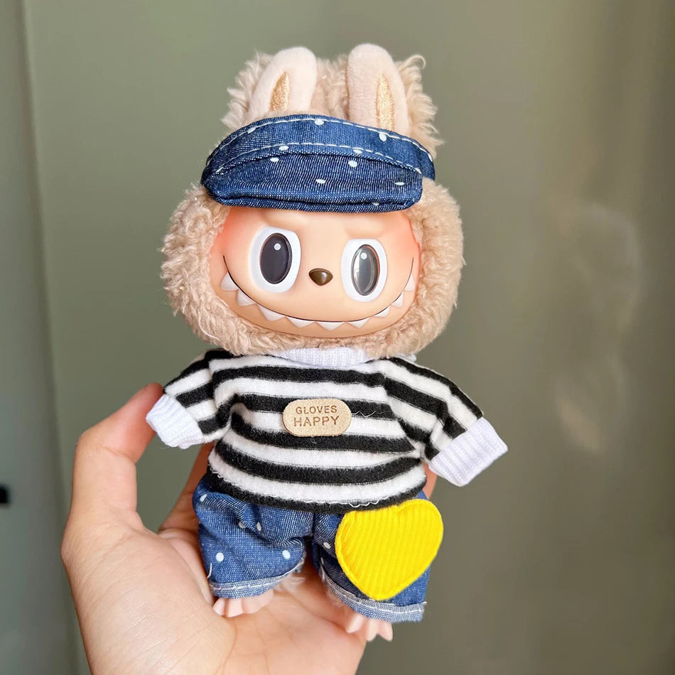 Labubu Clothes Fashion Overalls Labubu Idol V1 V2 Dolls Clothing Accessories 15/17cm Plush Doll Universal Toy Gifts Hot In Stock