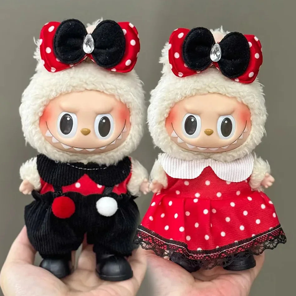 Labubu Clothes Fashion Overalls Labubu Idol V1 V2 Dolls Clothing Accessories 15/17cm Plush Doll Universal Toy Gifts Hot In Stock