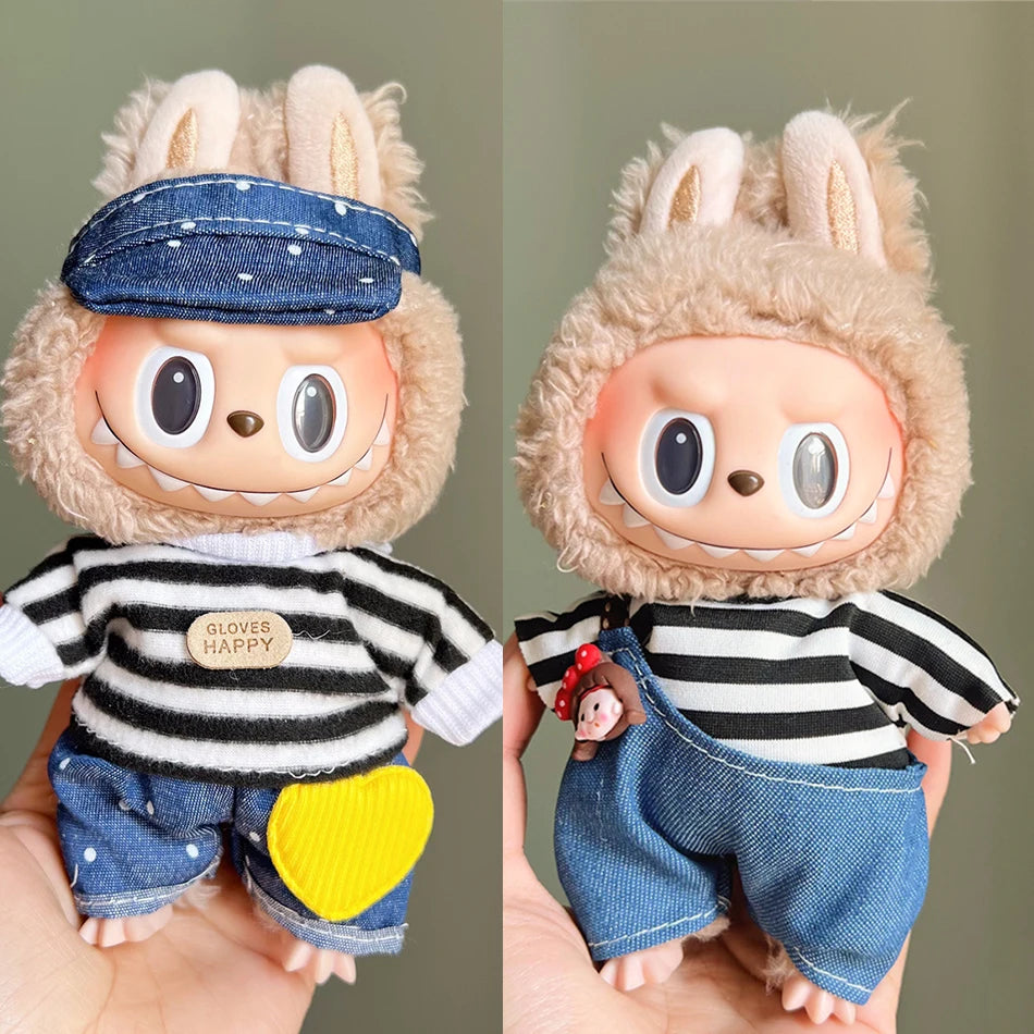 Labubu Clothes Fashion Overalls Labubu Idol V1 V2 Dolls Clothing Accessories 15/17cm Plush Doll Universal Toy Gifts Hot In Stock